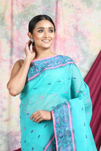 Load image into Gallery viewer, Sky blue Handwoven Cotton Tant Saree
