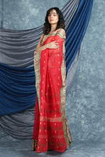 Load image into Gallery viewer, Apple Red Handwoven Cotton Tant Saree
