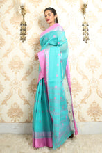 Load image into Gallery viewer, Sky Blue Handwoven Cotton Tant Saree
