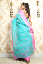 Load image into Gallery viewer, Sky Blue Handwoven Cotton Tant Saree
