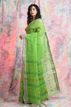 Load image into Gallery viewer, Parrot Green Handwoven Cotton Tant Saree
