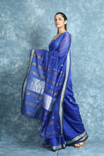 Load image into Gallery viewer, Blue Handloom Saree With Zari Weaving
