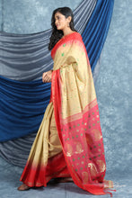 Load image into Gallery viewer, Beige Cotton Saree With Woven Pallu
