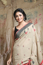 Load image into Gallery viewer, Beige Blended Cotton Handwoven Soft Saree With Abstark Design
