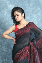 Load image into Gallery viewer, Black HandloomSaree With Border and Pallu Sequin
