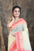 Load image into Gallery viewer, Off White Handwoven Cotton Tant Saree
