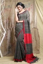 Load image into Gallery viewer, Grey Resham Handwoven Soft Saree With Allover Gheecha Woven
