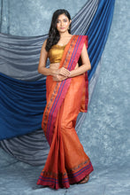 Load image into Gallery viewer, Fire Orange Handwoven Cotton Tant Saree
