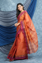 Load image into Gallery viewer, Fire Orange Handwoven Cotton Tant Saree
