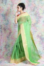 Load image into Gallery viewer, Green Handwoven Cotton Tant Saree
