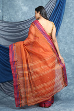 Load image into Gallery viewer, Fire Orange Handwoven Cotton Tant Saree
