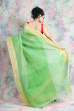 Load image into Gallery viewer, Green Handwoven Cotton Tant Saree
