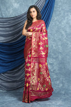 Load image into Gallery viewer, Candy Red Allover Zari Jamdani Saree
