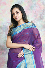 Load image into Gallery viewer, Purple Handwoven Cotton Tant Saree
