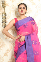 Load image into Gallery viewer, Pink Handwoven Cotton Tant Saree
