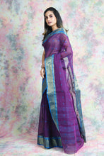 Load image into Gallery viewer, Purple Handwoven Cotton Tant Saree

