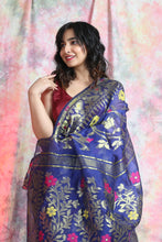 Load image into Gallery viewer, Royal Blue Allover Weaving Jamdani Saree

