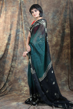 Load image into Gallery viewer, Dark Green Lilen Saree With Weaving Border
