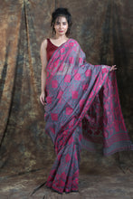 Load image into Gallery viewer, Grey Jamdani Saree With Allover Weaving
