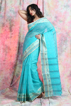Load image into Gallery viewer, Light Sky Blue Handwoven Cotton Tant Saree
