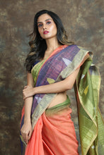 Load image into Gallery viewer, Peach Stripes Style Handloom Saree

