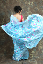 Load image into Gallery viewer, Floral Weaving Sky Blue Jamdani Saree

