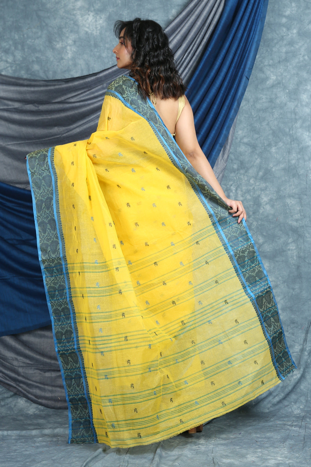 Buy red mustard yellow dhaniakhali cotton saree online By Craftiva