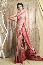 Load image into Gallery viewer, Beige Matka Handwoven Soft Saree With Weaving Pallu
