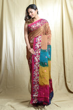 Load image into Gallery viewer, Brown Blended Cotton Handwoven Soft Saree With Allover Flower Butta
