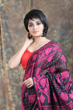Load image into Gallery viewer, Black &amp; Deep Pink Allover Weaving Jamdani Saree
