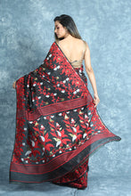 Load image into Gallery viewer, Floral Weaving Black Jamdani Saree
