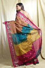 Load image into Gallery viewer, Brown Blended Cotton Handwoven Soft Saree With Allover Flower Butta
