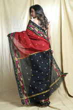 Load image into Gallery viewer, Red Blended Cotton Handwoven Soft Saree With Allover Butta
