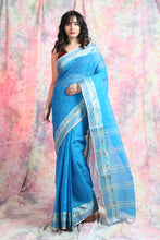 Load image into Gallery viewer, Skyblue Handwoven Cotton Tant Saree
