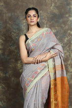 Load image into Gallery viewer, Mauve Tissue Saree With Allover Zari Weaving
