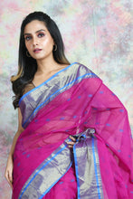 Load image into Gallery viewer, Magenta Handwoven Cotton Tant Saree
