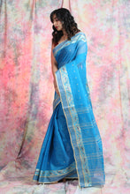 Load image into Gallery viewer, Skyblue Handwoven Cotton Tant Saree
