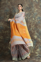 Load image into Gallery viewer, Mauve Tissue Saree With Allover Zari Weaving
