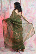 Load image into Gallery viewer, Olive Green Allover Weaving Jamdani Saree
