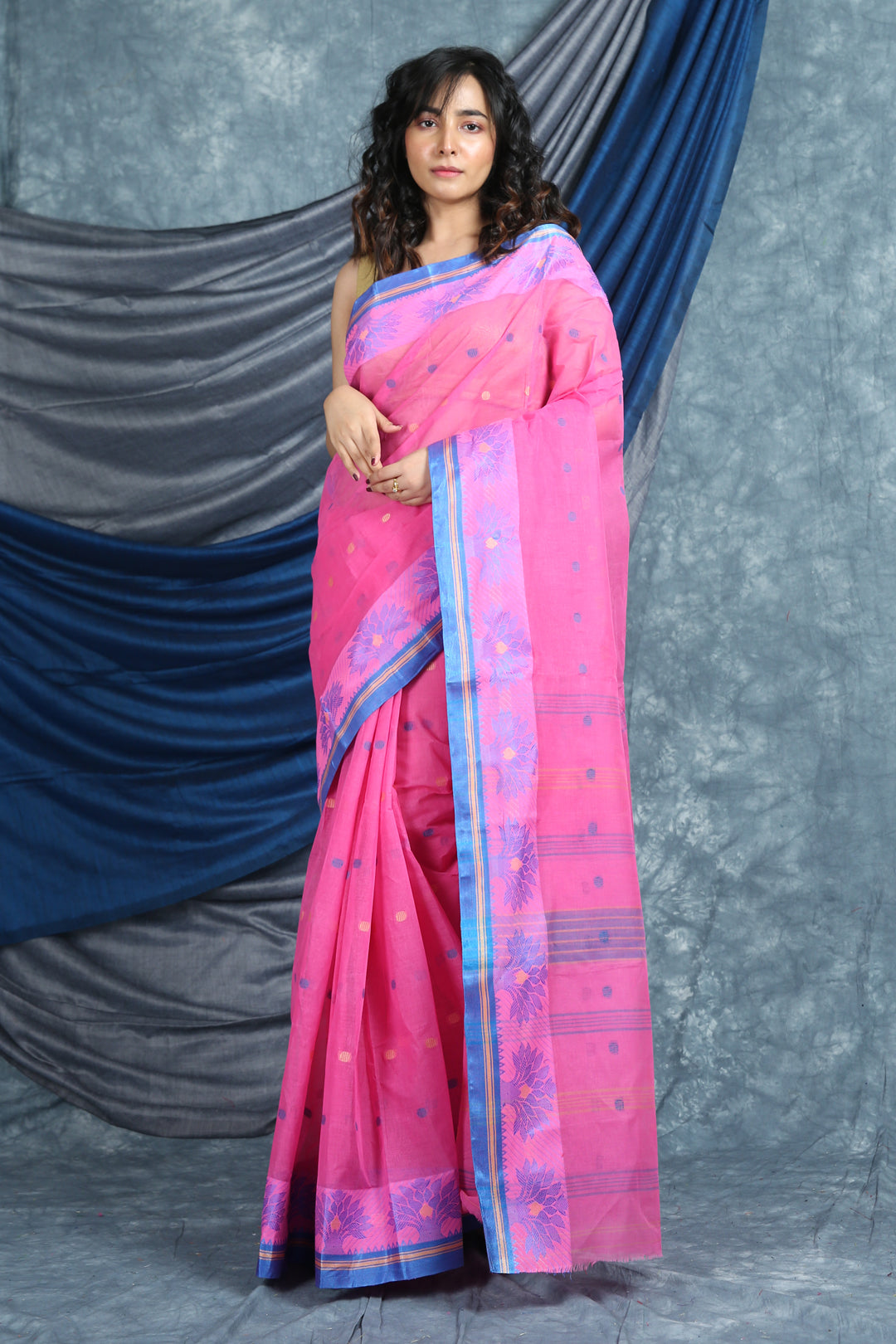 Pink Handwoven Cotton Tant Saree