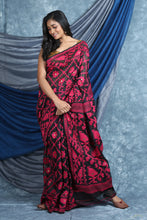 Load image into Gallery viewer, Black Jamdani Saree with Allover Weaving

