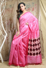 Load image into Gallery viewer, Pink Matka Handwoven Soft Saree With Weaving Pallu
