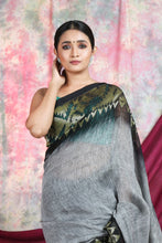 Load image into Gallery viewer, Grey Colour Lilen Saree with Weaving Border
