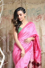 Load image into Gallery viewer, Pink Matka Handwoven Soft Saree With Weaving Pallu
