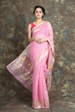 Load image into Gallery viewer, Pink Jamdani Saree With Allover Butta
