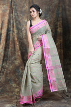 Load image into Gallery viewer, Saga Green Handwoven Cotton Tant Saree
