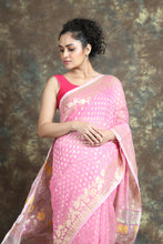 Load image into Gallery viewer, Pink Jamdani Saree With Allover Butta
