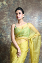 Load image into Gallery viewer, Light Yellow Resham Handwoven Soft Saree With Allover Sequen Work
