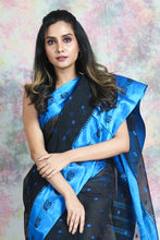 Load image into Gallery viewer, Black Handwoven Cotton Tant Saree
