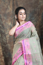 Load image into Gallery viewer, Saga Green Handwoven Cotton Tant Saree
